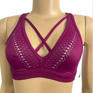 Victoria’s Secret Wet Look Strappy Front unlined back sport bra Xs magenta